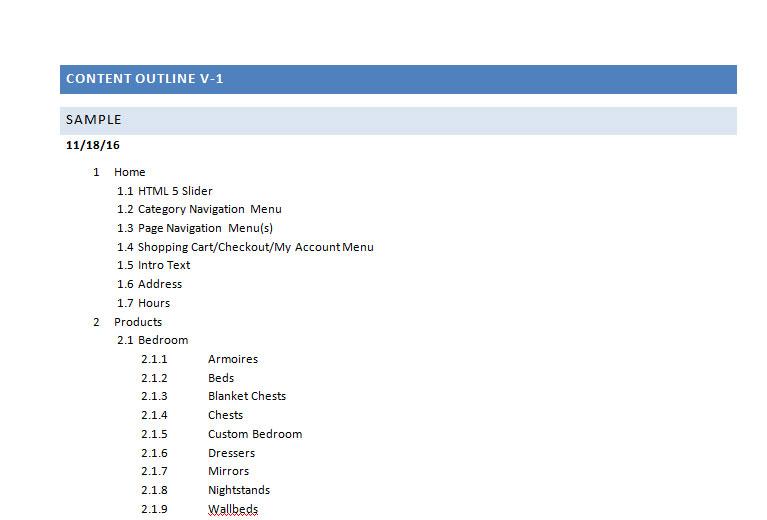 Web Design Content Outline